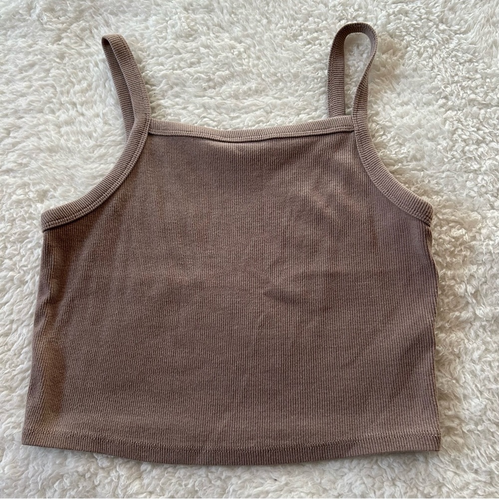 Garage Women’s Cropped Brown Ribbed Tank Top Medium